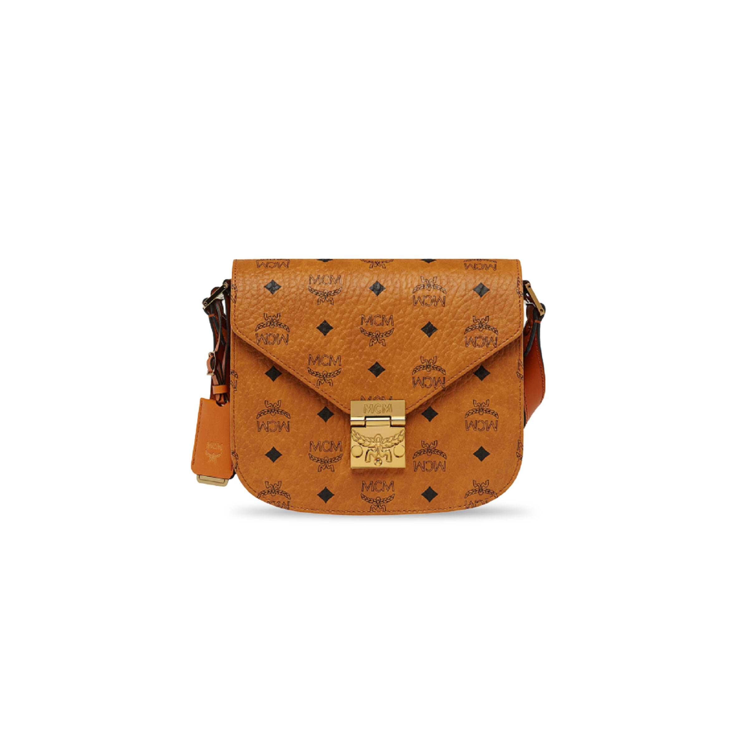 MCM COGNAC VISETOS COATED CANVAS AND LEATHER PATRICIA CROSSBODY BAG MWS6SPA03CO001 (21*19*8.5cm)